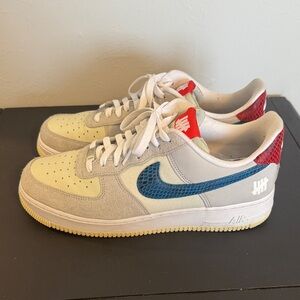 Nike Undefeated Dunk vs AF1 - Air Force 1 with Blue and Red Snakeskin Details